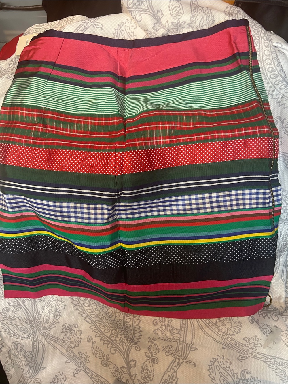 J. McLaughlin Multistripe Mini Skirt in Pink, Red, Green & Navy